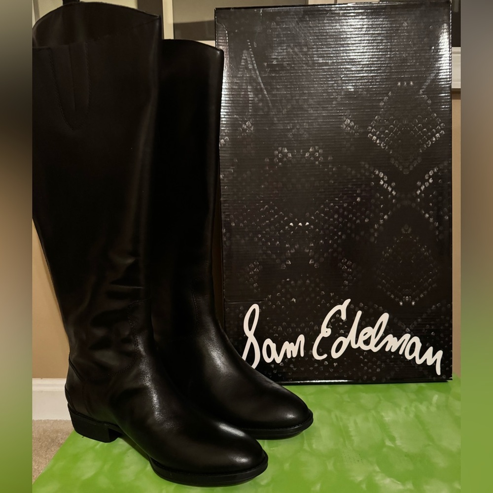 Sam Edelman Penny Riding Boot. NIB. Black. Sz 7W. WIDE CALF